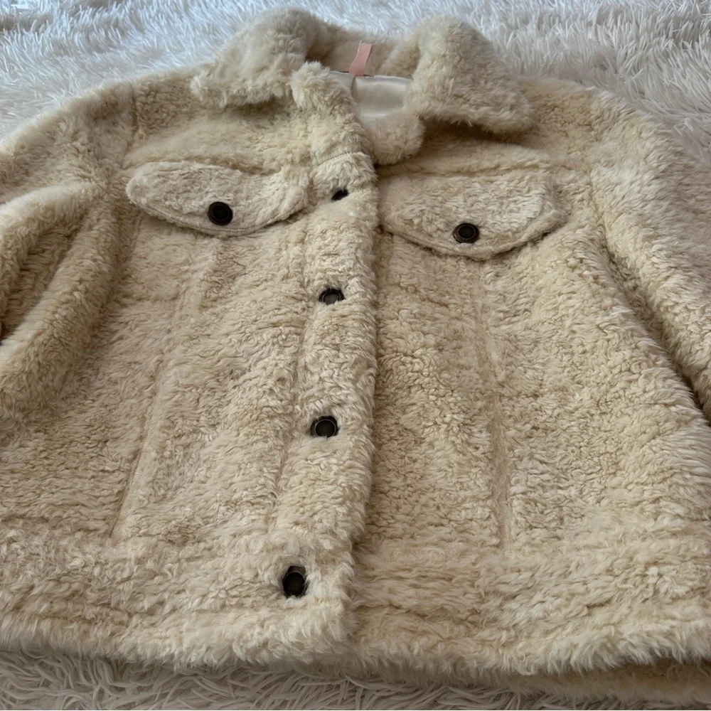 Victoria’s Secret Faux Fur Sherpa Teddy Jacket Cream White Size Large - Picture 9 of 15